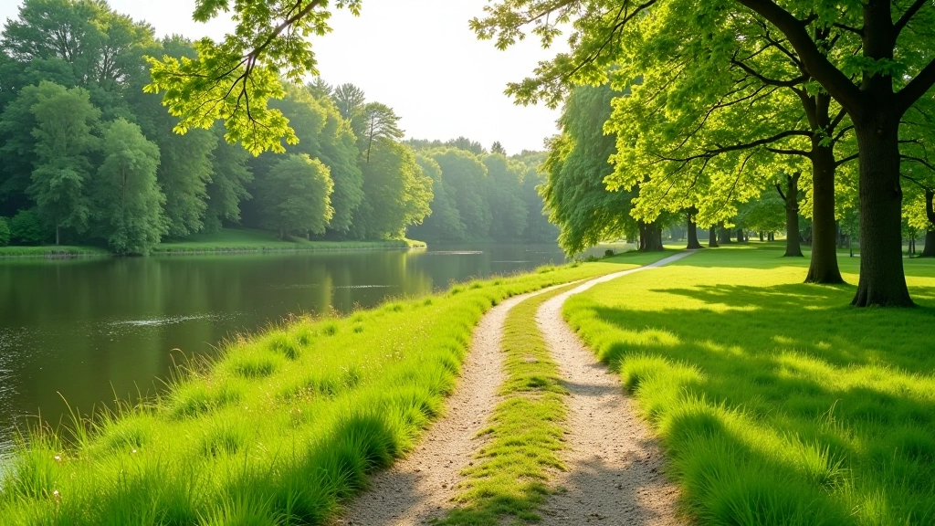 Širvėnos ežero pakrantės takų žemė su žolėmis